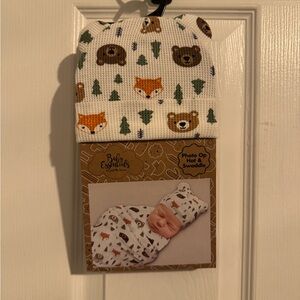 Baby Essentials White Hat with Animal and Tree Print
